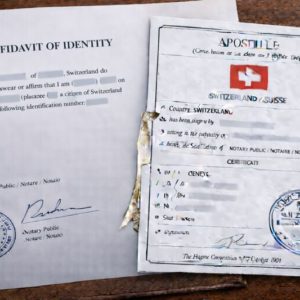 Apostille for Affidavit of Identity Switzerland