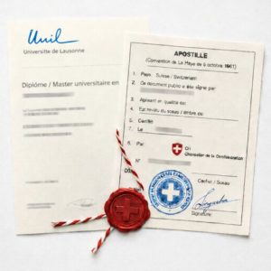 apostille for University of Lausanne diploma Switzerland