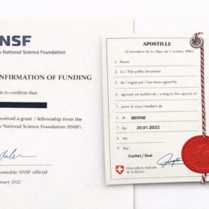 Apostille for SNSF Grant & Fellowship Confirmations