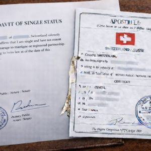 Status Apostille for Affidavit of Single Status Switzerland