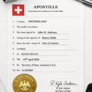 Swiss Apostille from Baton Rouge