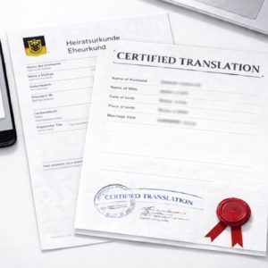 German marriage certificate certified translation