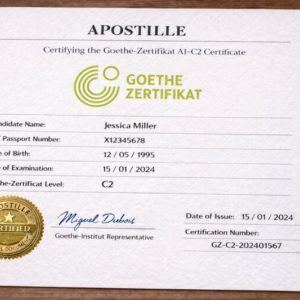 Apostille for Goethe-Zertifikat A1–C2