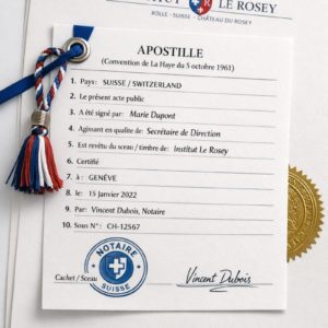 apostille for Institut Le Rosey documents