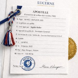 apostille for Lucerne International School documents