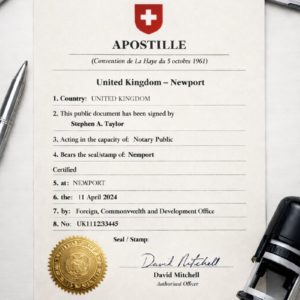 Swiss apostille from Newport