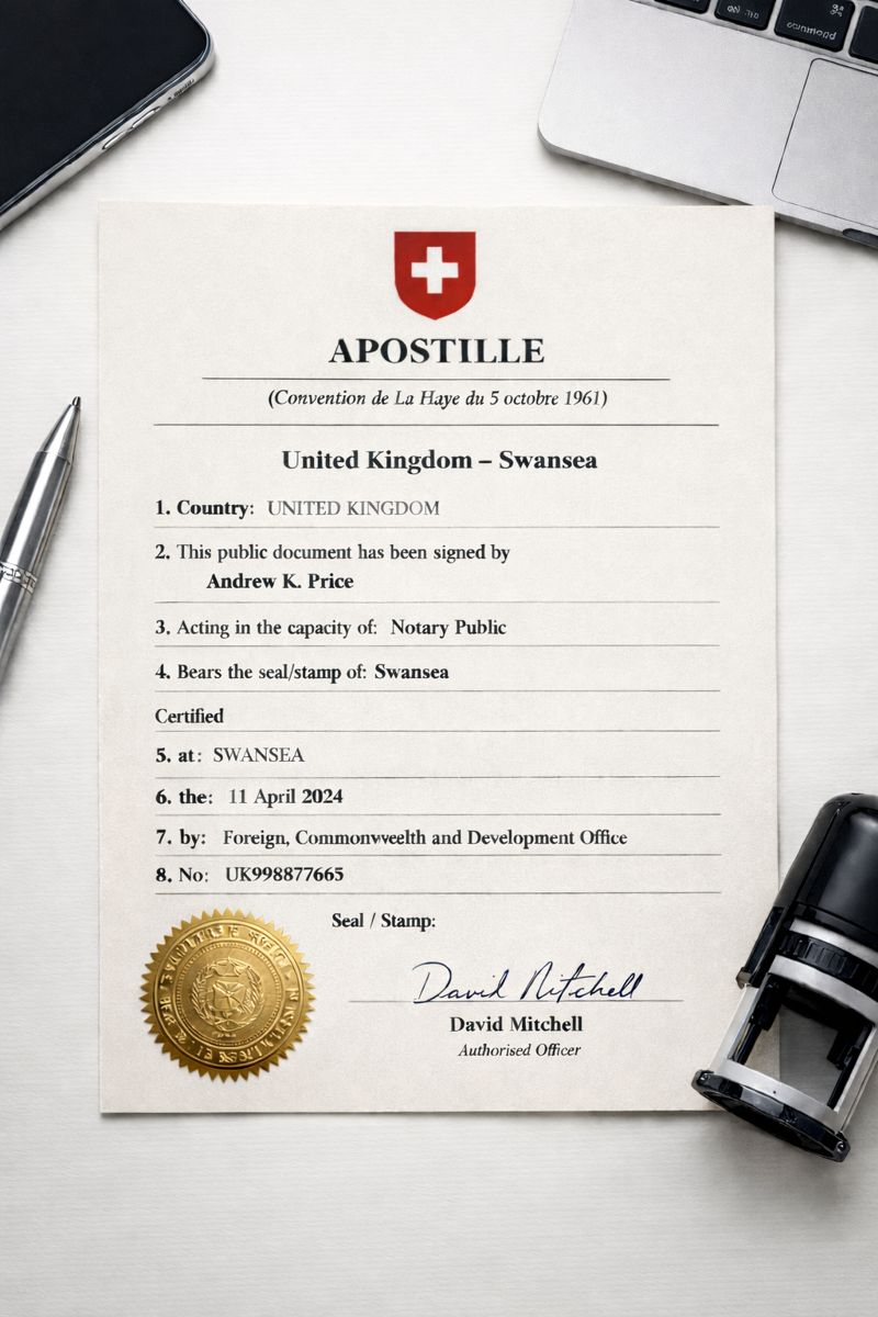 Swiss apostille from Swansea