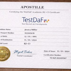 Apostille for TestDaF Academic B2–C1