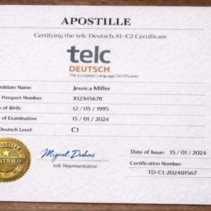 Apostille for telc Deutsch A1 - C2