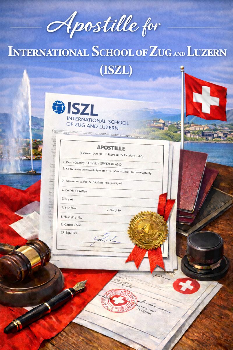 Apostille for International School of Zug and Luzern ISZL documents